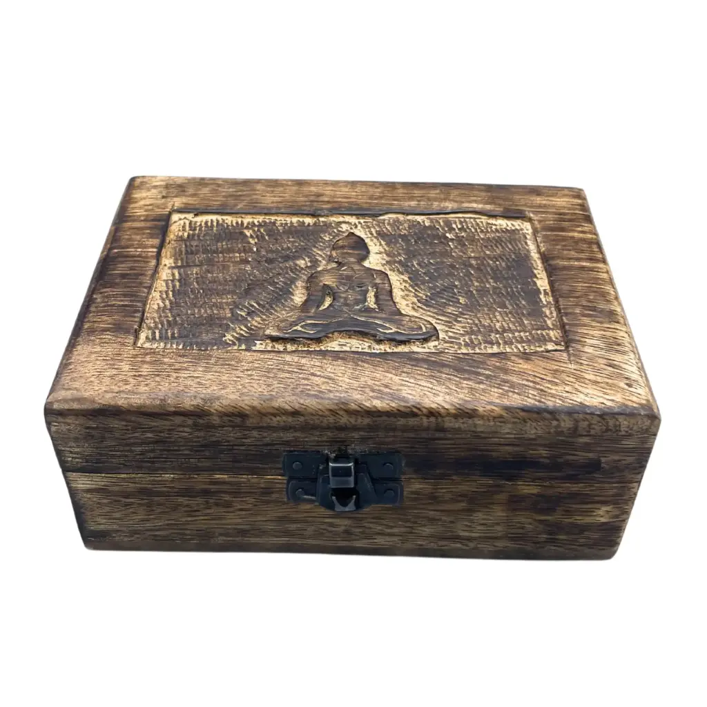 Medium Wooden Keepsake Box 15x10x6cm – Buddha | www.artisangoods.co.uk Medium Wooden Keepsake Box 15x10x6cm – Buddha | www.artisangoods.co.uk