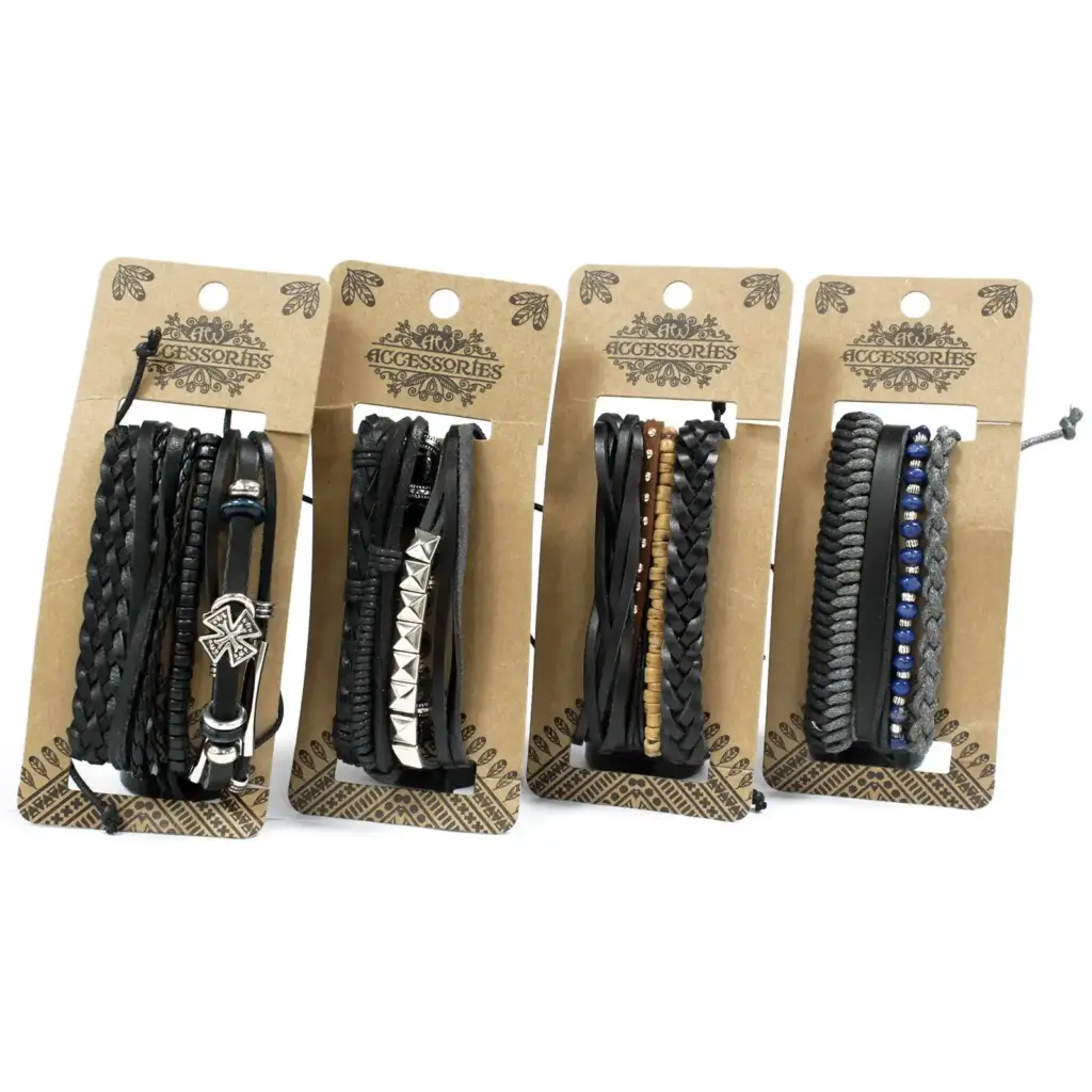 Mens Bracelet Sets – Black & Macho (asst) | www.artisangoods.co.uk