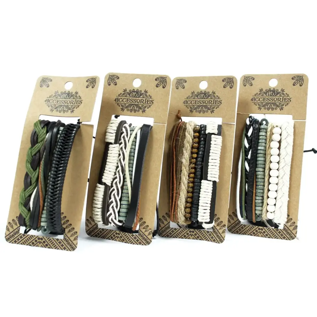 Mens Bracelet Sets – Green & Natural (asst) | www.artisangoods.co.uk