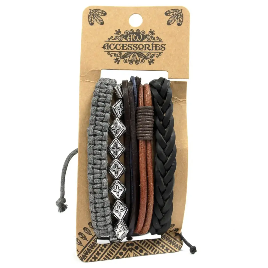 Mens Bracelet Sets – Metal & Leather (asst) | www.artisangoods.co.uk 4