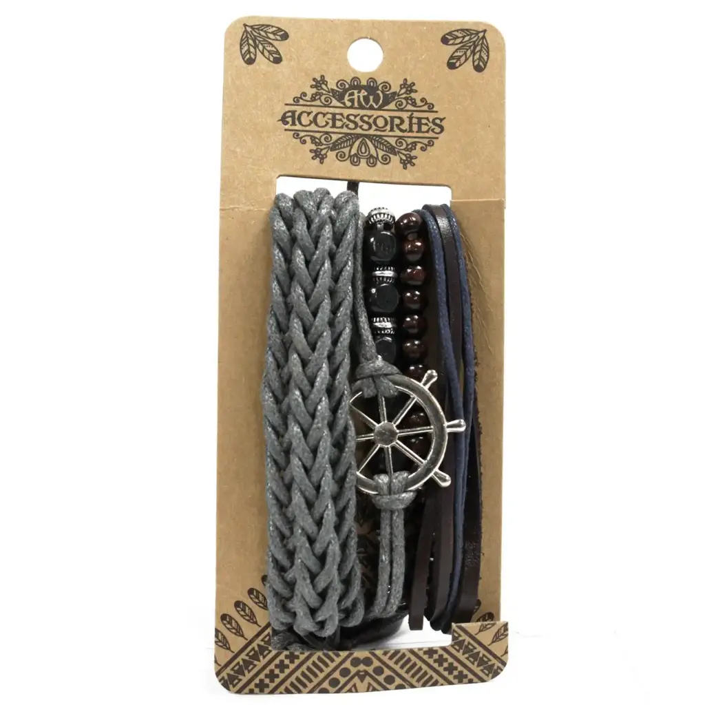 Mens Bracelet Sets – Metal & Leather (asst) | www.artisangoods.co.uk 3