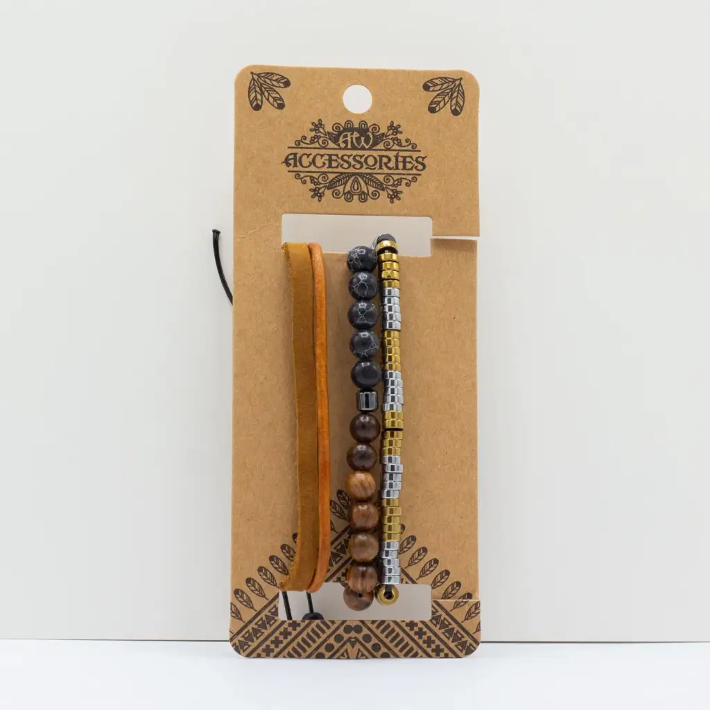 Mens Premium Bracelet Sets –  Black & Tans (asst) | www.artisangoods.co.uk 5