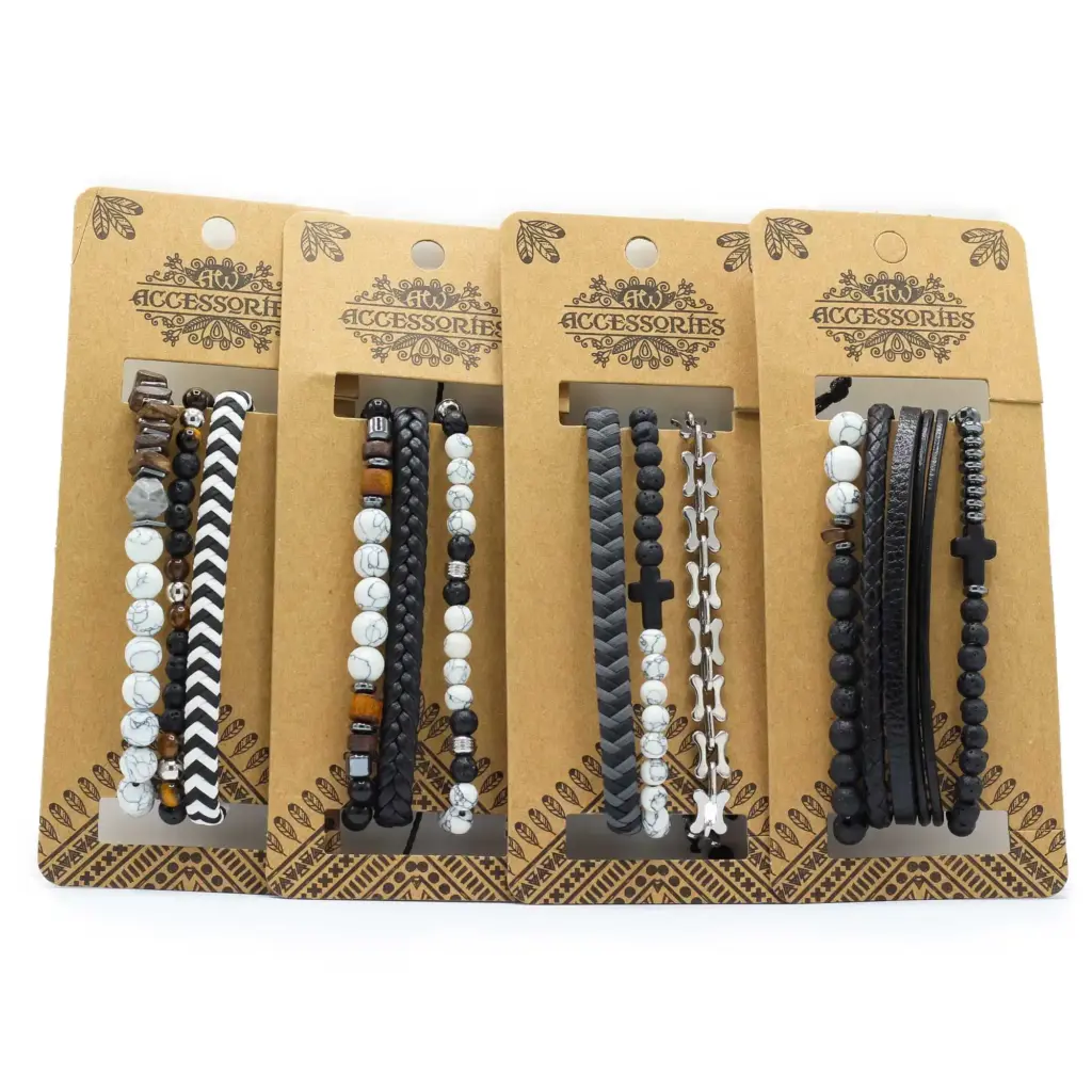 Mens Premium Bracelet Sets – City Slicker Blacks (asst) | www.artisangoods.co.uk