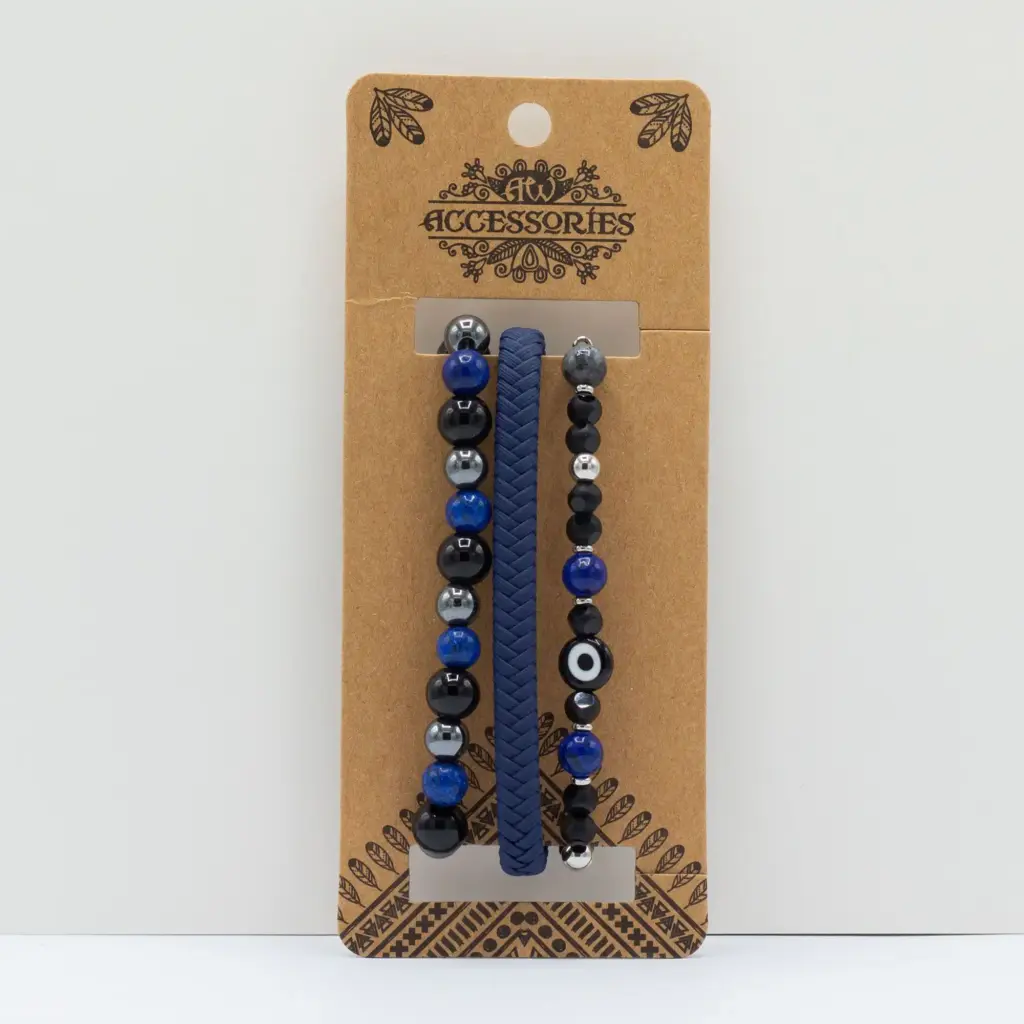 Mens Premium Bracelet Sets – Med Set Blues (asst) | www.artisangoods.co.uk 5