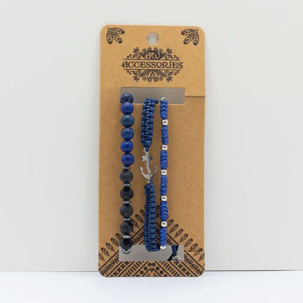 Mens Premium Bracelet Sets – Med Set Blues (asst) | www.artisangoods.co.uk 3