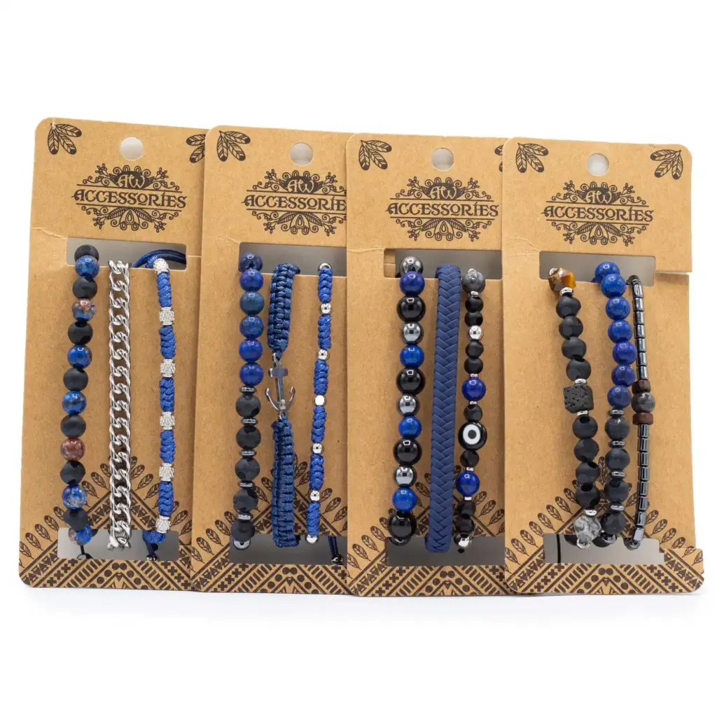 Mens Premium Bracelet Sets – Med Set Blues (asst) | www.artisangoods.co.uk