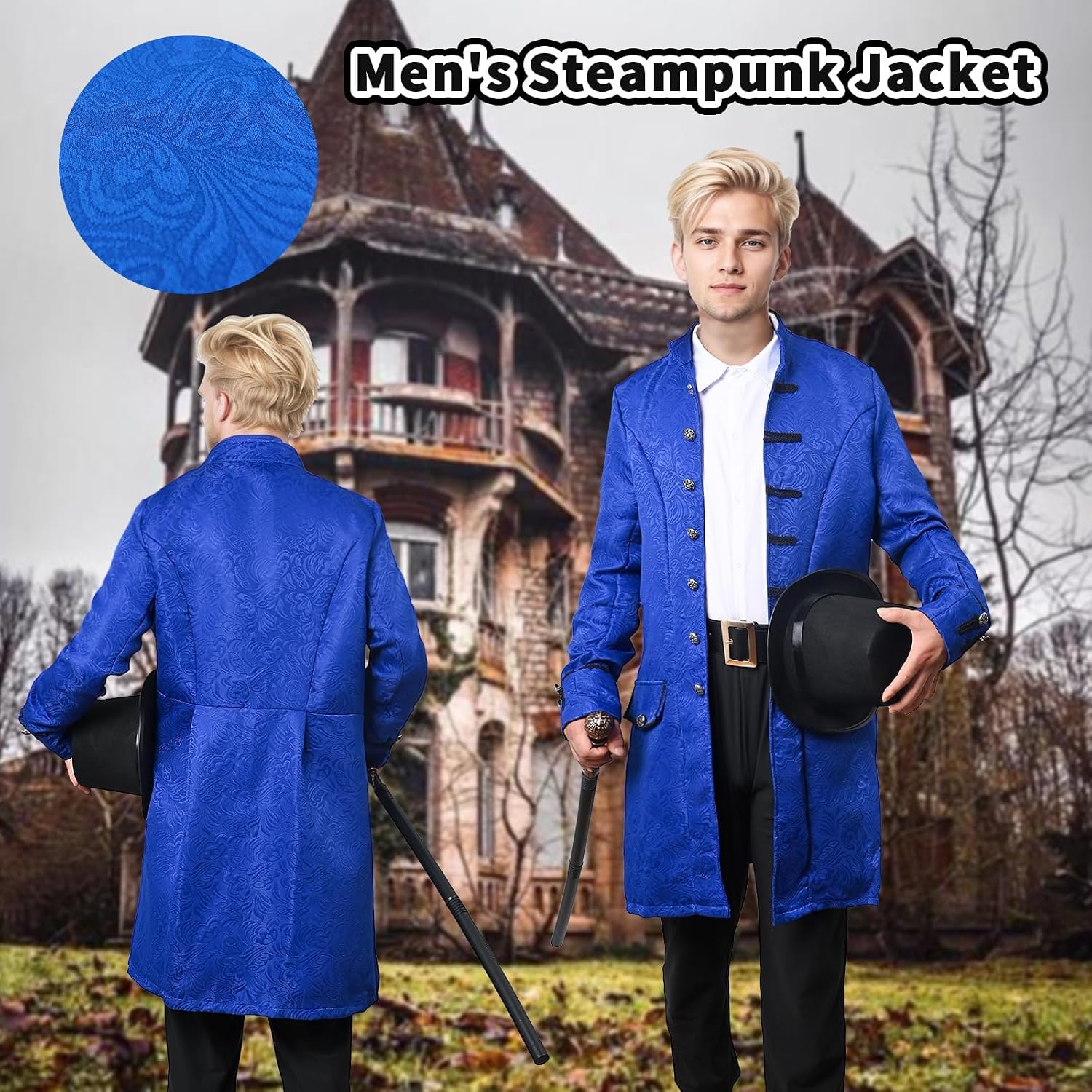 Men's Steampunk Jacket Vintage Gothic Blazer Coat AFJIODUV