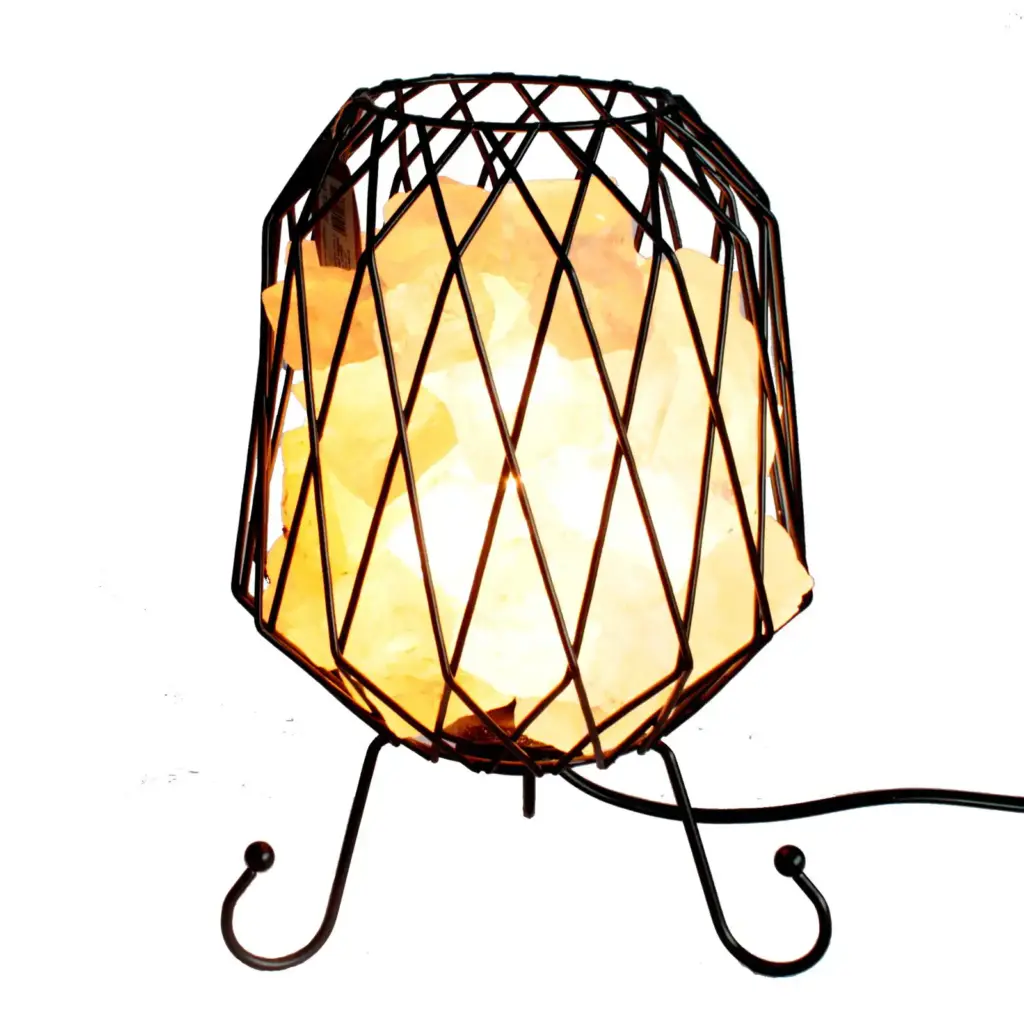 Mesh Salt Rock Brazier, White Salt Chunks, Cable & Bulb | www.artisangoods.co.uk