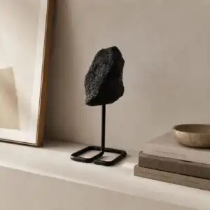 Mineral Specimen on Metal Stand - Black Tourmaline