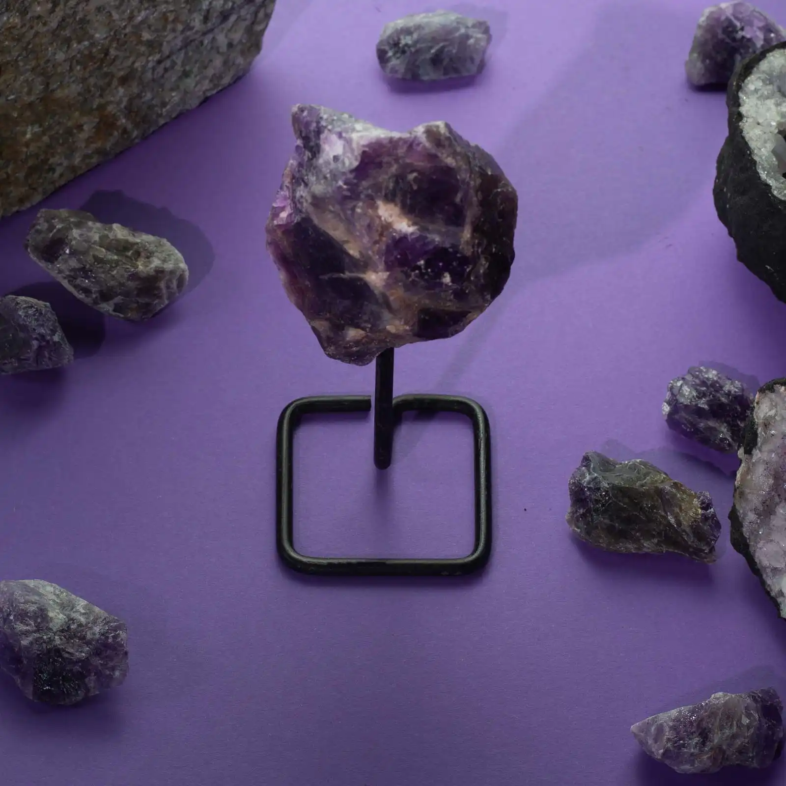 Mineral Specimen on Metal Stand - Epidote