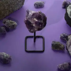 Mineral Specimen on Metal Stand - Rainbow Moonstone