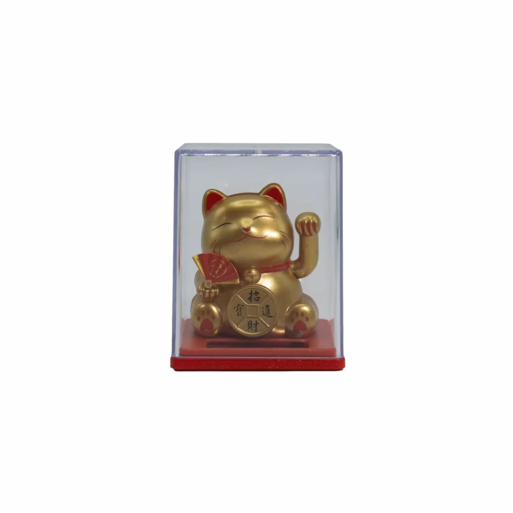 Mini Solar Powered Money Cat in Box – Gold | www.artisangoods.co.uk