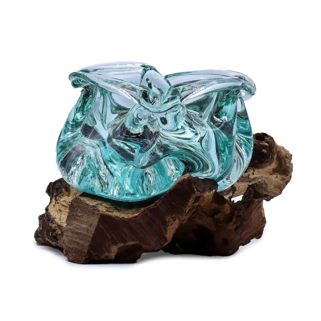 Molten Glass Chunky Ashtray / Candle Holder on Wood 23cm | www.artisangoods.co.uk