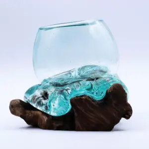 Molten Glass Mini Goldfish Bowl on Wood 20cm | www.artisangoods.co.uk 6
