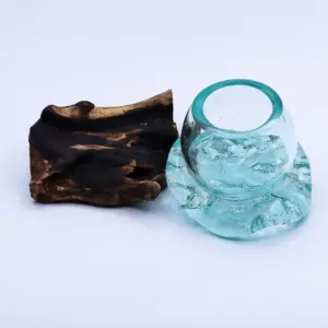 Molten Glass Mini Goldfish Bowl on Wood 20cm | www.artisangoods.co.uk 5