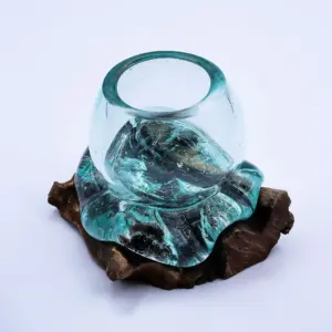 Molten Glass Mini Goldfish Bowl on Wood 20cm | www.artisangoods.co.uk 3