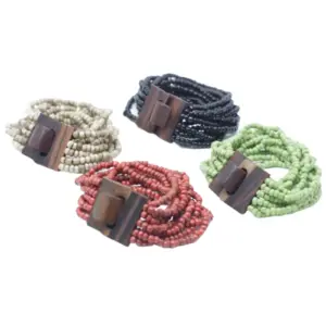 Multi-Bead Bangle Wooden Clasp – Assorted Colours | www.artisangoods.co.uk 2
