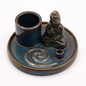 Multi Purpose Buddha Incense Plate – Ceramic Blue | www.artisangoods.co.uk 2