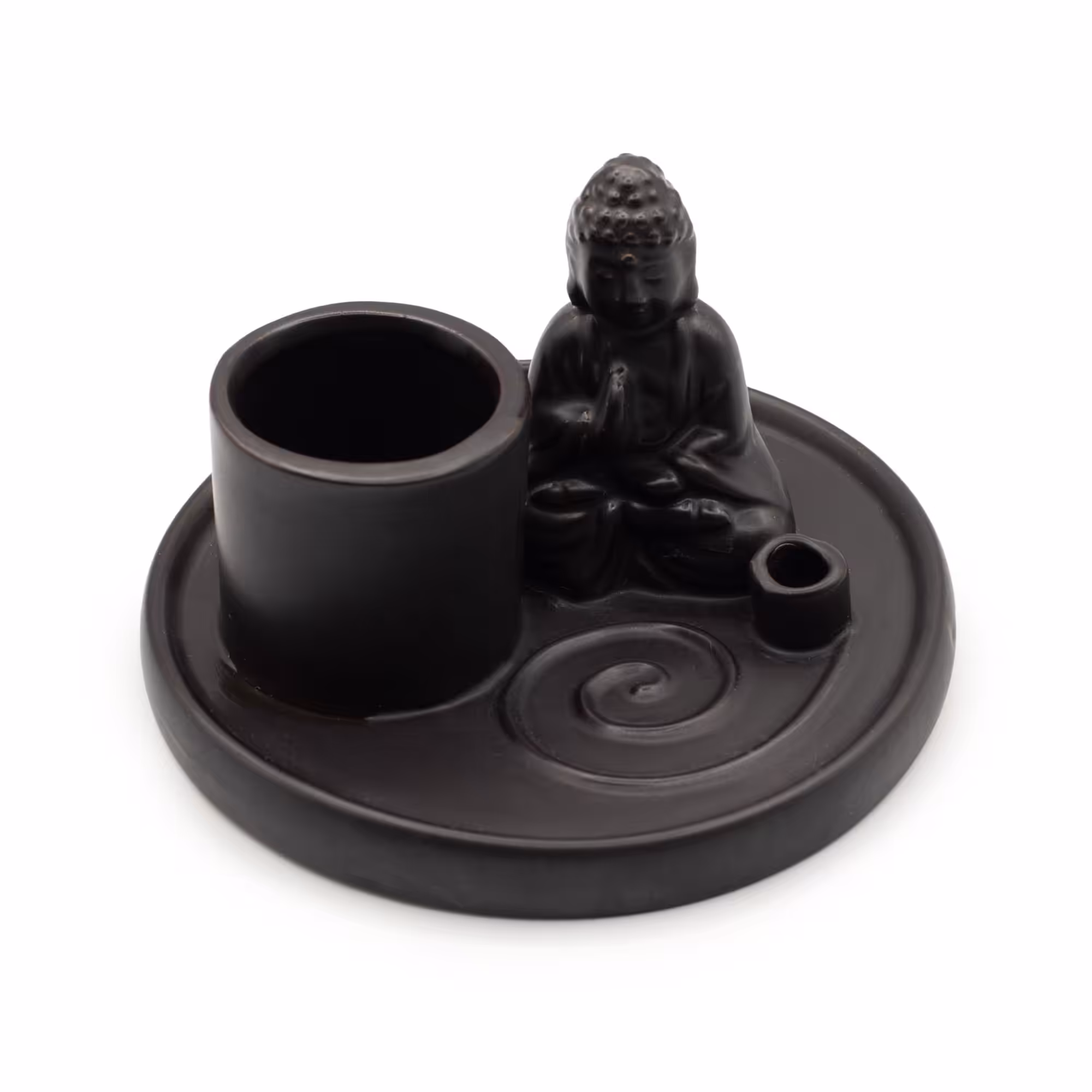 Multi Purpose Buddha Incense Plate – Ceramic Matt Black | www.artisangoods.co.uk 7 Multi Purpose Buddha Incense Plate - Ceramic Matt Black - Image 6