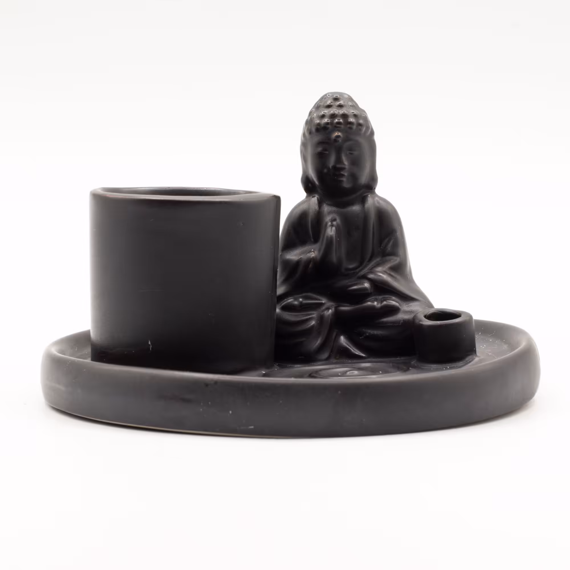 Multi Purpose Buddha Incense Plate – Ceramic Matt Black | www.artisangoods.co.uk 3 Multi Purpose Buddha Incense Plate - Ceramic Matt Black - Image 2