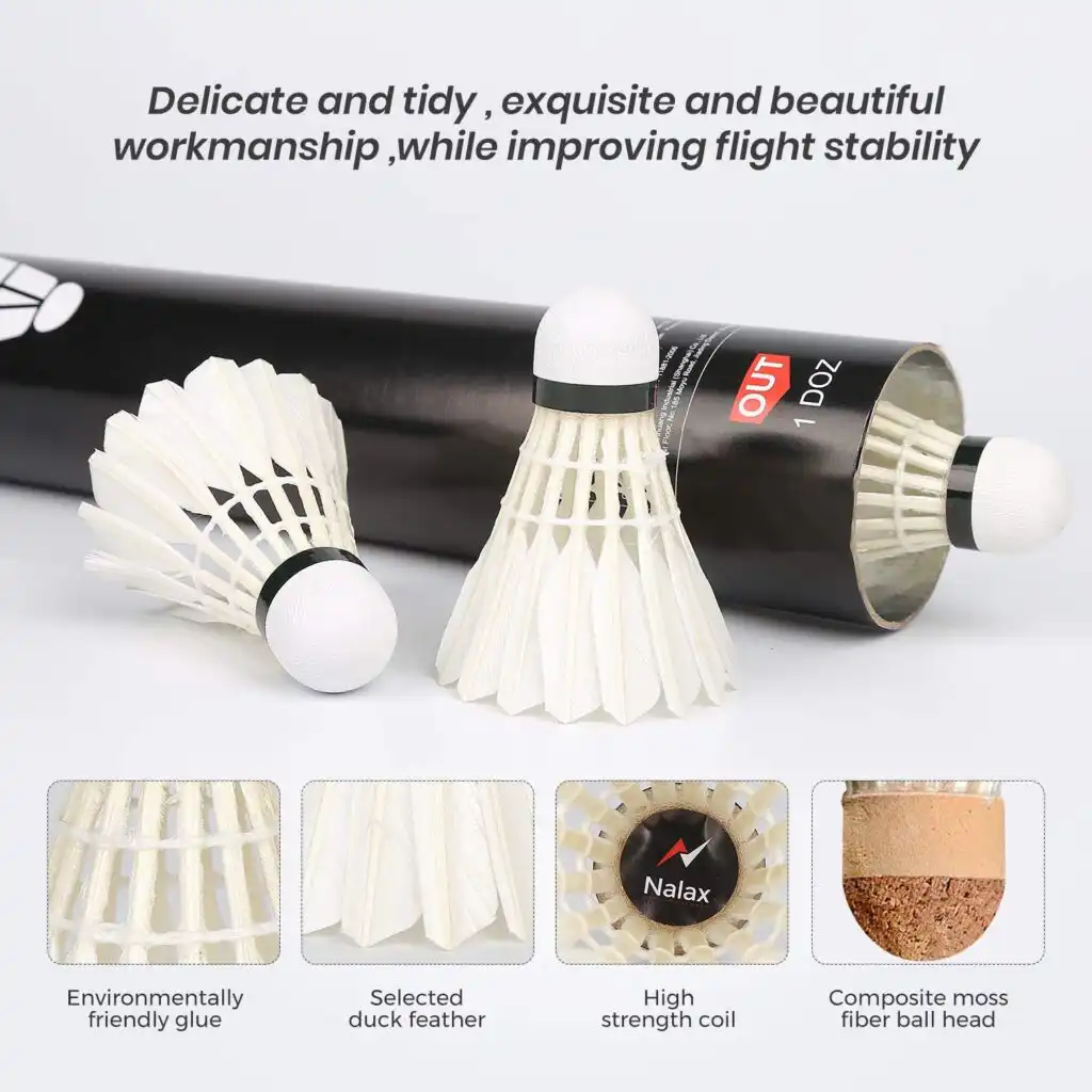 Nalax 12-Pack Badminton Birdie Duck Feather Shuttlecocks