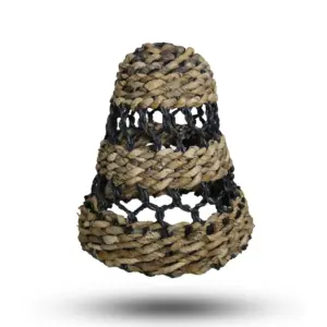 Natural Banana Leaf & Hitam Raffia Lamp Shades – Set of 3 | www.artisangoods.co.uk