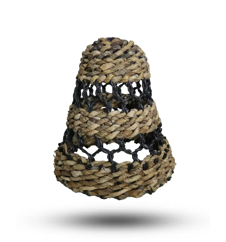 Natural Banana Leaf & Hitam Raffia Lamp Shades – Set of 3 | www.artisangoods.co.uk