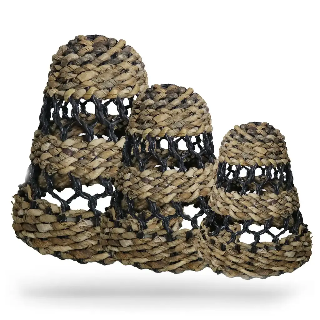 Natural Banana Leaf & Hitam Raffia Lamp Shades – Set of 3 | www.artisangoods.co.uk 4
