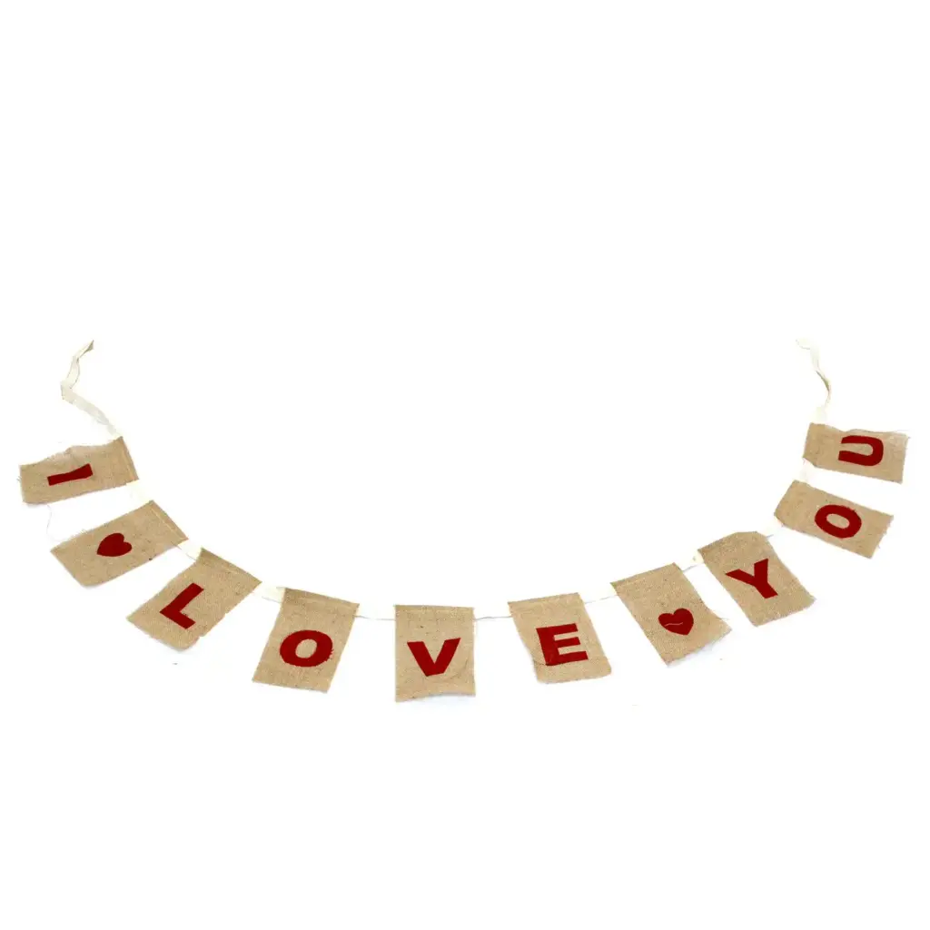 Natural Bunting  I LOVE YOU (large with hearts) | www.artisangoods.co.uk 7