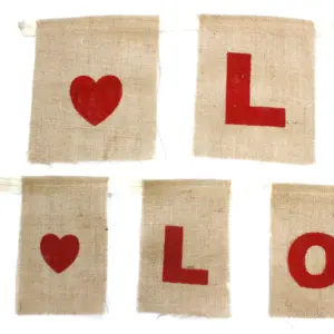 Natural Bunting  I LOVE YOU (large with hearts) | www.artisangoods.co.uk 6