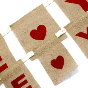 Natural Bunting  I LOVE YOU (large with hearts) | www.artisangoods.co.uk 5