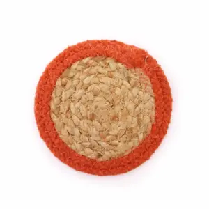 Natural Coaster – Jute & Cotton 10cm  (set of 4) – Clay Boarder | www.artisangoods.co.uk 2