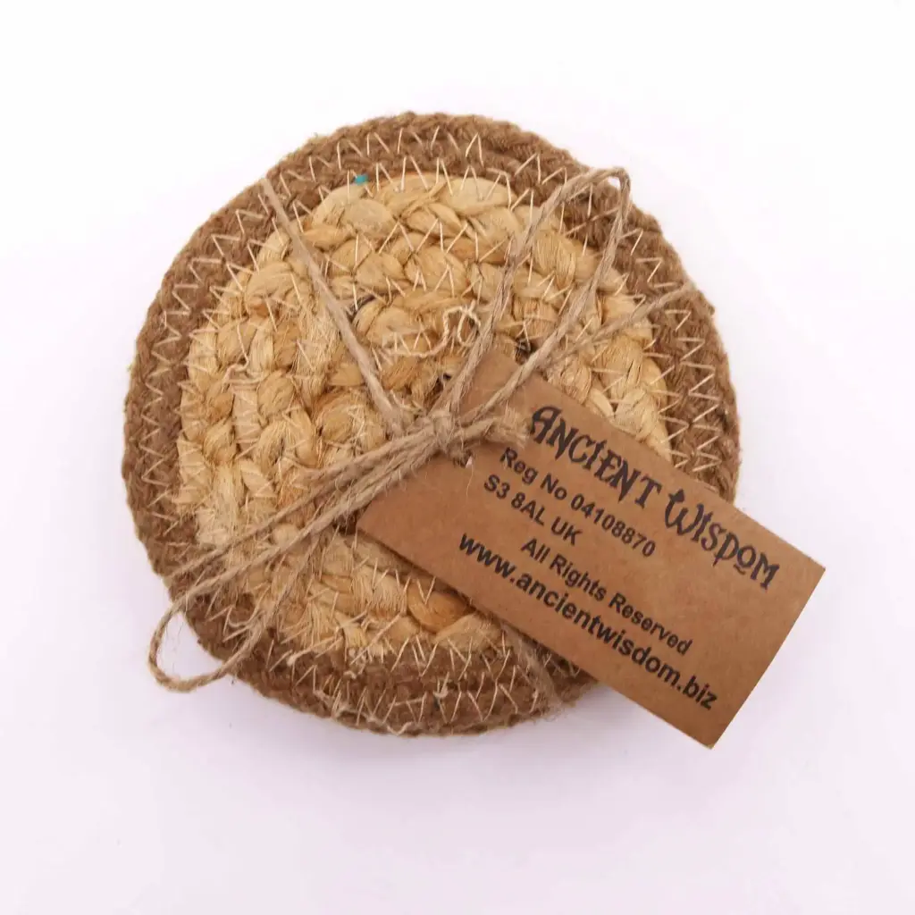 Natural Coaster – Jute & Cotton 10cm  (set of 4) – Natural Boarder | www.artisangoods.co.uk 2