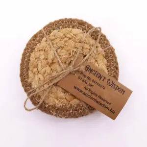 Natural Coaster – Jute & Cotton 10cm  (set of 4) – Natural Boarder | www.artisangoods.co.uk 2