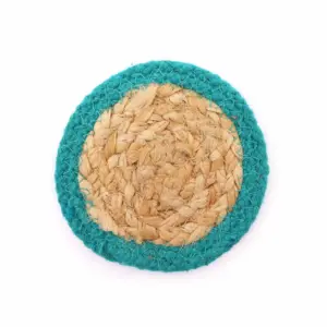 Natural Coaster – Jute & Cotton 10cm  (set of 6) Mixed colours in basket | www.artisangoods.co.uk 3