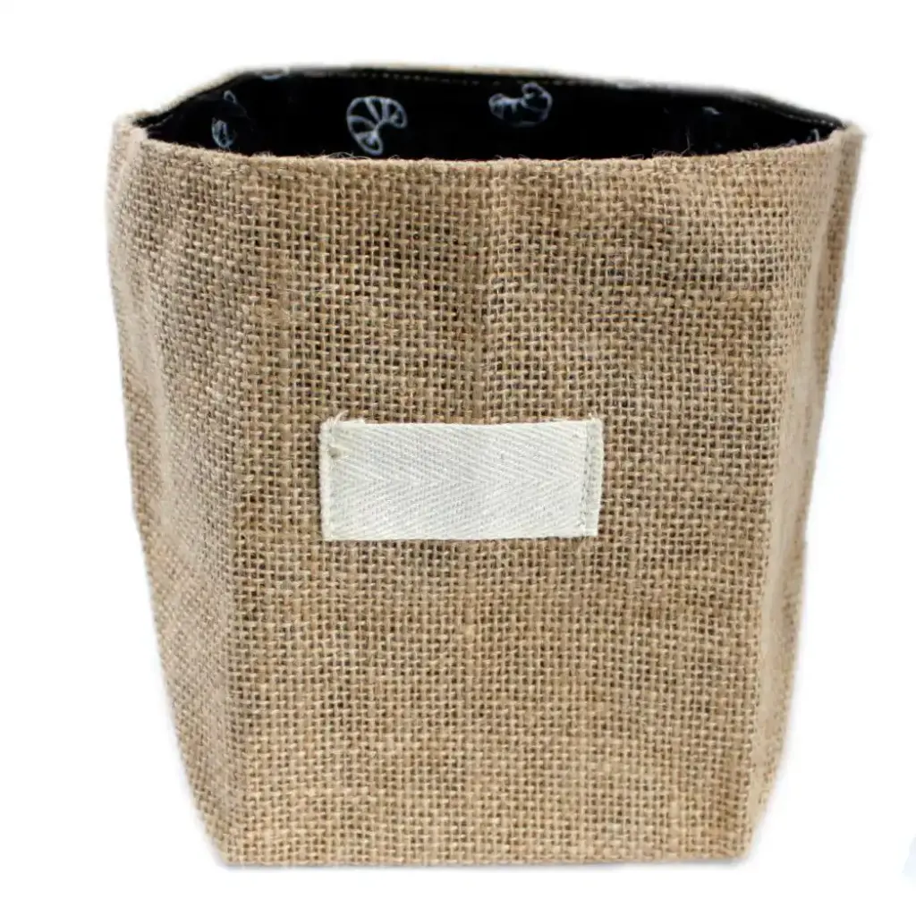 Natural Jute Cotton Gift Bag – Black Lining – Large | www.artisangoods.co.uk