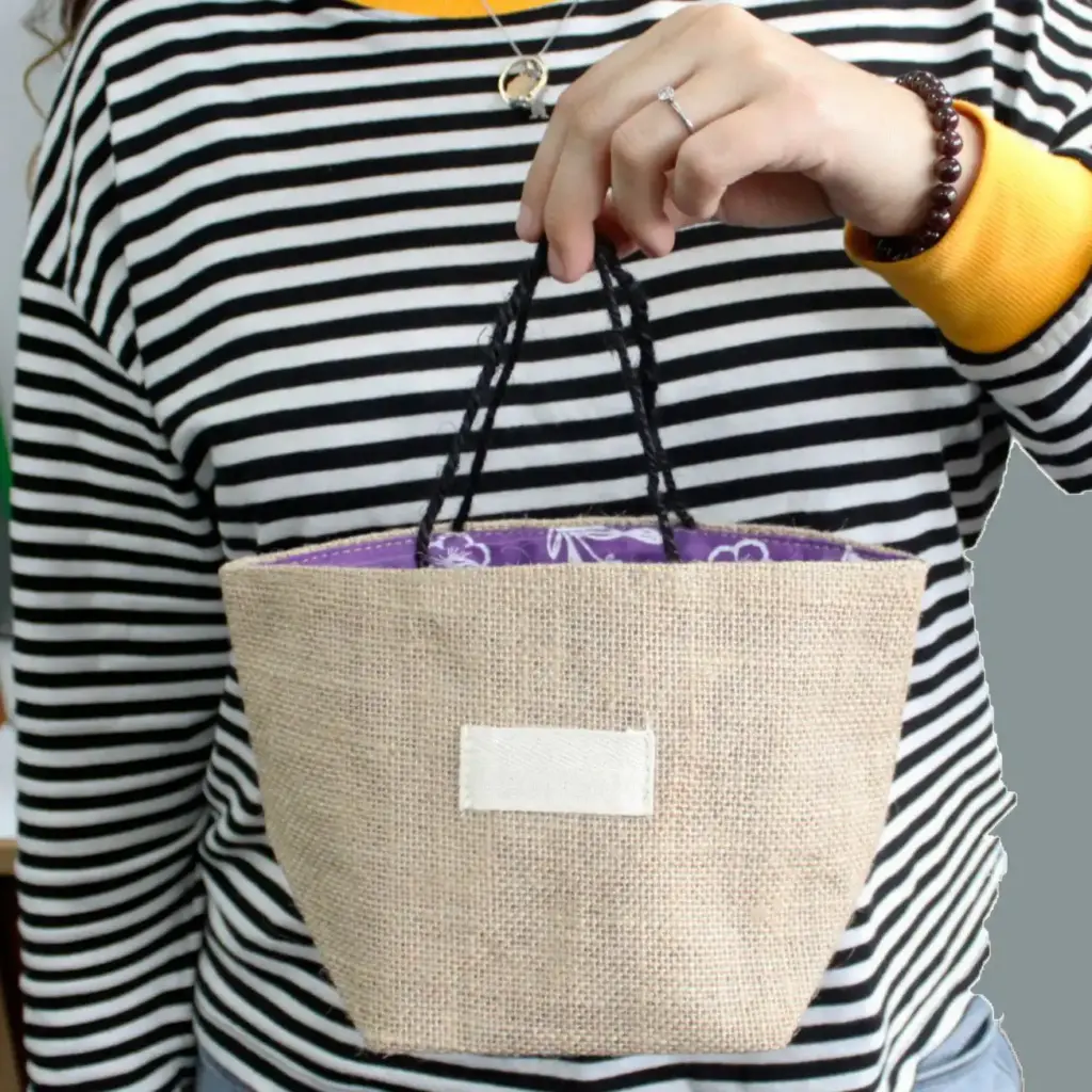 Natural Jute Cotton Gift Bag – Black Lining – Large | www.artisangoods.co.uk 6