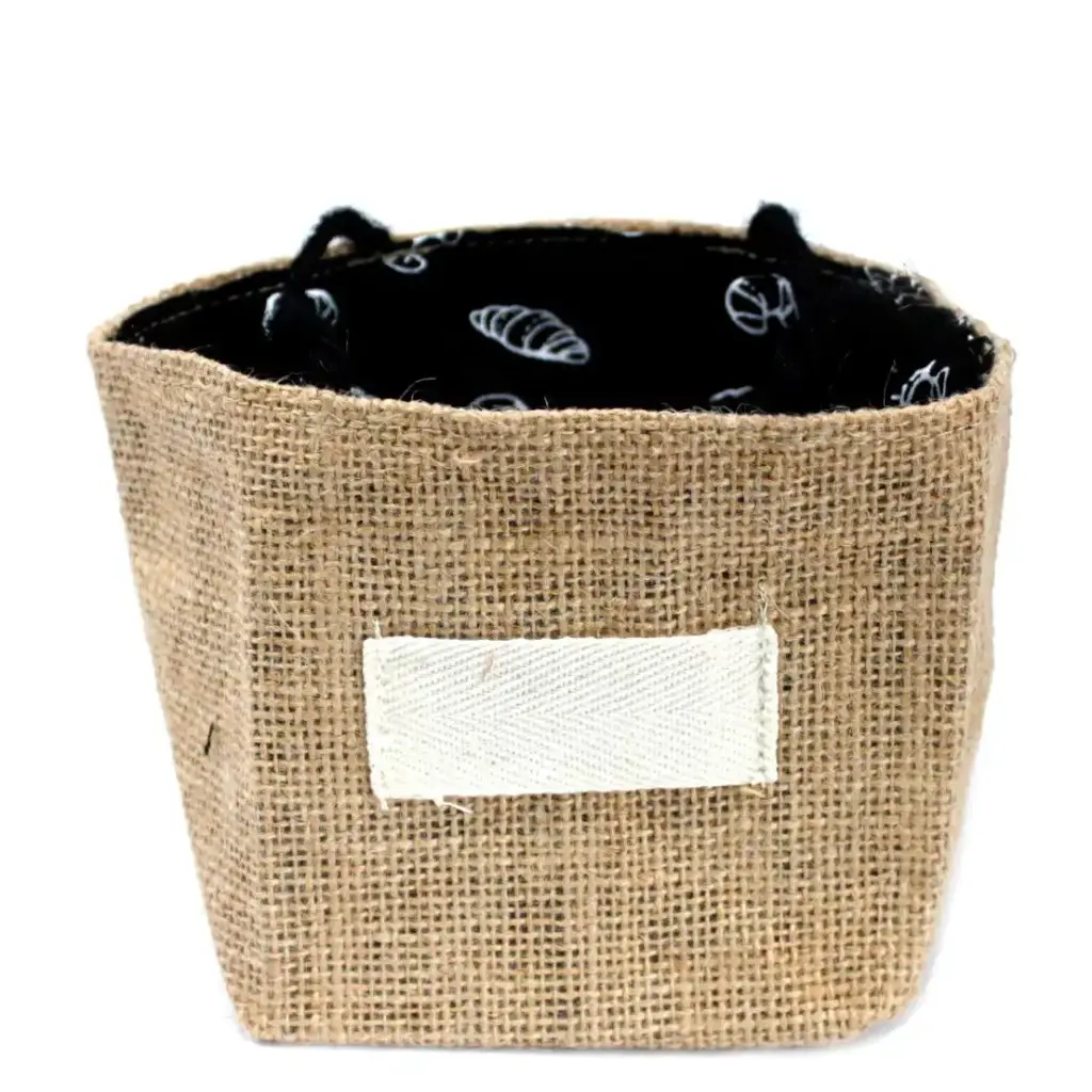 Natural Jute Cotton Gift Bag – Black Lining – Medium | www.artisangoods.co.uk 2