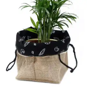 Natural Jute Cotton Gift Bag – Black Lining – Medium | www.artisangoods.co.uk 1