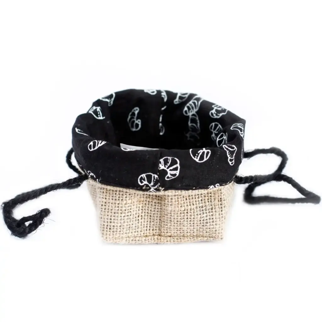 Natural Jute Cotton Gift Bag – Black Lining – Small | www.artisangoods.co.uk