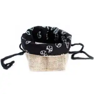 Natural Jute Cotton Gift Bag – Black Lining – Small | www.artisangoods.co.uk 1