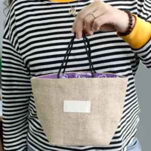 Natural Jute Cotton Gift Bag – Lavender Lining – Large | www.artisangoods.co.uk 3
