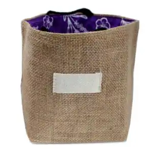 Natural Jute Cotton Gift Bag – Lavender Lining – Large | www.artisangoods.co.uk 1