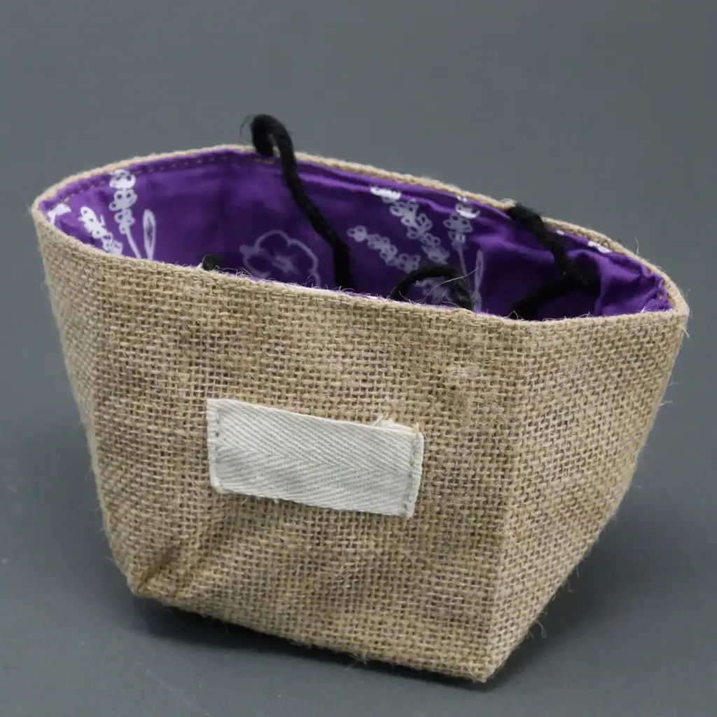 Natural Jute Cotton Gift Bag – Lavender Lining – Medium | www.artisangoods.co.uk 3