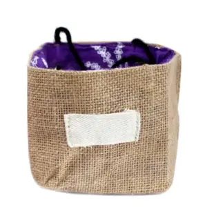 Natural Jute Cotton Gift Bag – Lavender Lining – Medium | www.artisangoods.co.uk 2