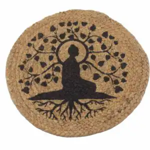 Natural Place Mat – Jute 30cm – Bodhi Tree Print | www.artisangoods.co.uk