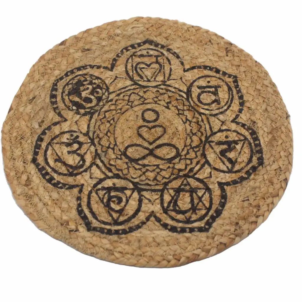 Natural Place Mat – Jute   30cm – Chakra Print | www.artisangoods.co.uk