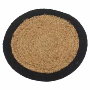 Natural Place Mat – Jute & Cotton 30cm – Black Border | www.artisangoods.co.uk 1
