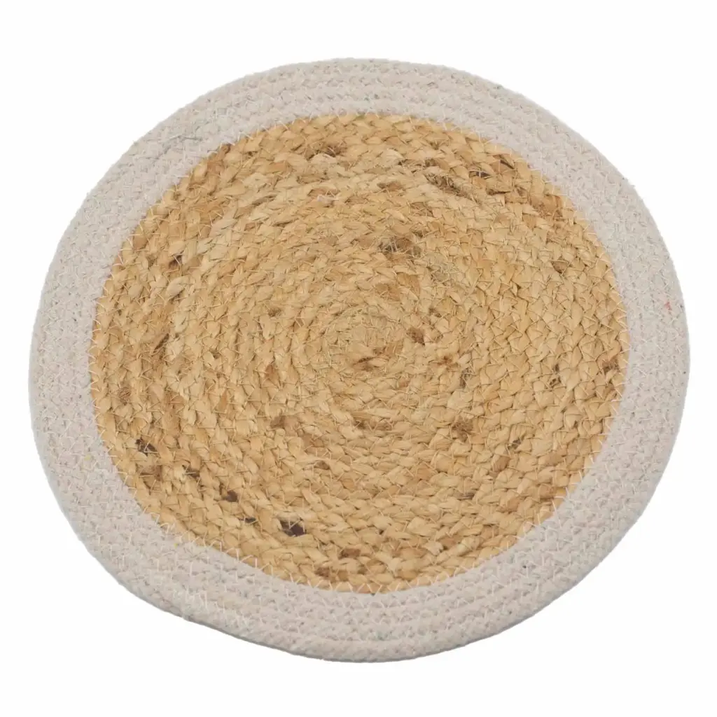 Natural Place Mat – Jute & Cotton 30cm – Ivory Border | www.artisangoods.co.uk