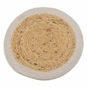 Natural Place Mat – Jute & Cotton 30cm – Ivory Border | www.artisangoods.co.uk 1
